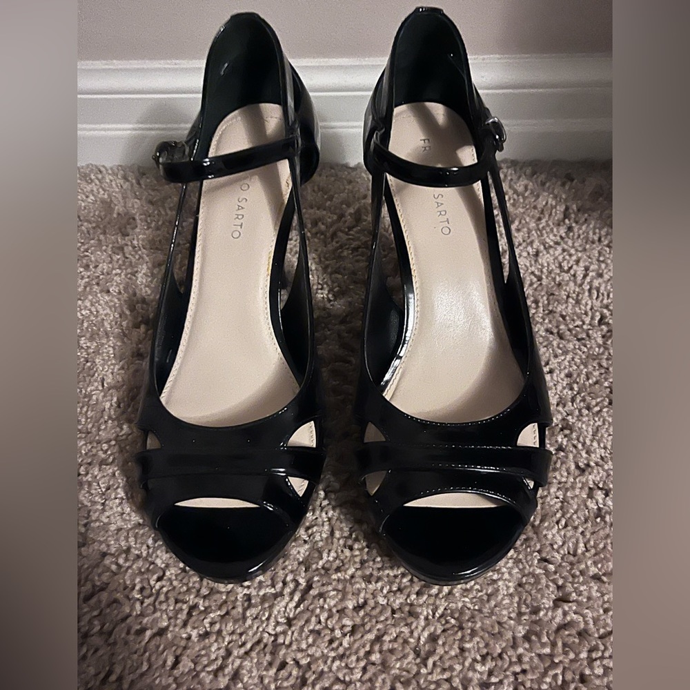 Peep toe heels with ankle strap